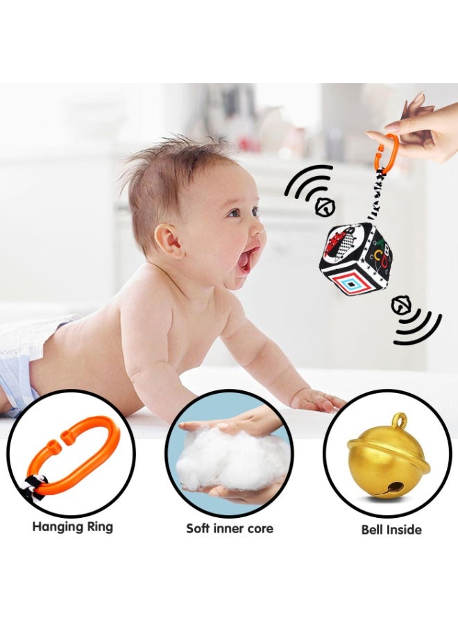 دايتويز لعبة أطفال من 0 إلى 3 أشهر، كتاب قماشي متباين للأطفال، مكعب قماش مجعد، كتاب متباين أسود أبيض، أسود & مجموعة هدايا لعبة عربة الأطفال البيضاء، لعبة أطفال من عمر 0 ​​إلى 3 سنوات و6 إلى 12 شهرًا (3 قطع) - Image 4